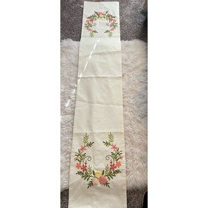 Inspired Treasures Table Runner Embroidered and 3D Flowers 72 Inches